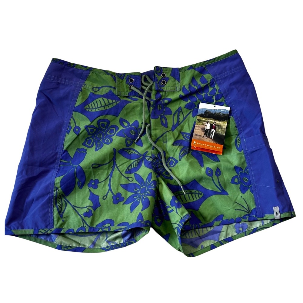 Royal Robbins Green and Blue Floral Athletic Shorts